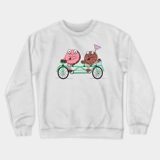 Donuts on a Tandem Bike Crewneck Sweatshirt